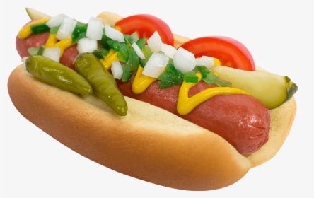 Hotdog In Bun With Condiments, HD Png Download, Transparent PNG