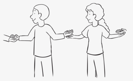 Two People In A Circle With Hands On Top Of Their Partners - Line Art, HD Png Download, Transparent PNG