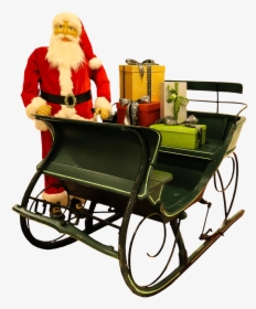 Santa Claus Puppet Next To Sleigh - Christmas Coach, HD Png Download, Transparent PNG
