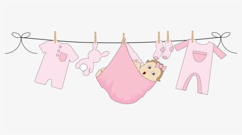 Baby Girl Hanging On Clothesline Clip Arts - Baby Girl Clothes Line, HD Png Download, Transparent PNG
