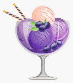Blueberry Ice Cream - Purple Ice Cream Sundae, HD Png Download, Transparent PNG