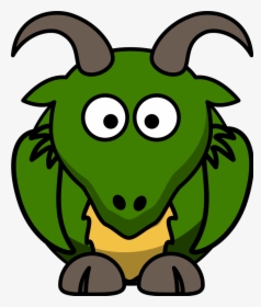 Chamois, Animal, Cute, Goat, Mammal, Green, Horn, Eyes - Cartoon Dragon Clip Art, HD Png Download, Transparent PNG