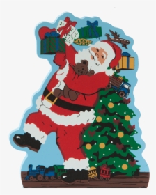 Handcrafted Wooden Shelf Sitter Of Santa Caught Delivering - Illustration, HD Png Download, Transparent PNG