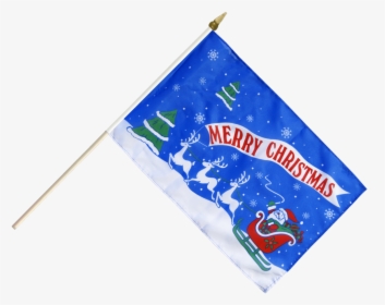 Merry Christmas Santa Claus With Sledge Hand Waving - Flag, HD Png Download, Transparent PNG