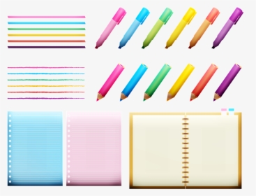 School Supplies, Crayons, Markers, Paper, Notebook - Mengurutkan Pola Gambar Alat Alat Sekolah, HD Png Download, Transparent PNG