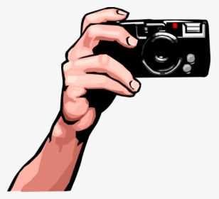 Vector Illustration Of Hand Holds Digital Photography - Hand Holding A Camera, HD Png Download, Transparent PNG