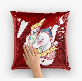 Watercolor Unicorn With Pattern ﻿sequin Cushion Cover - Cushion, HD Png Download, Transparent PNG