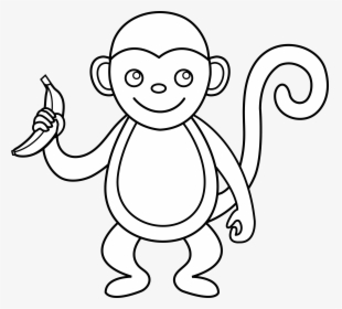 Cute Monkey Line Art - Monkey Art, HD Png Download, Transparent PNG