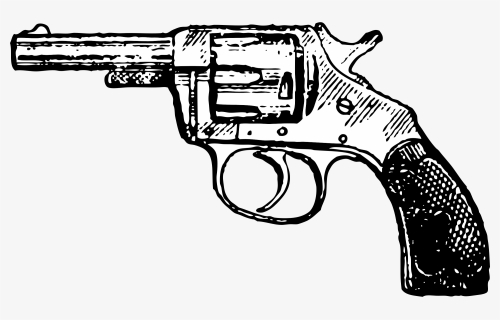 Clip Art Revolver Firearm Vector Graphics Pistol - Gun Clipart Black And White, HD Png Download, Transparent PNG
