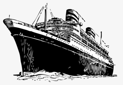 Ocean Liner,watercraft,motor Ship - Ship Clipart Black And White, HD Png Download, Transparent PNG