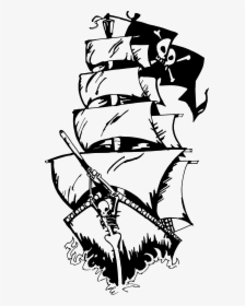 Pirate Ship Vector Art , Png Download - Pirate Ship Images Black And White, Transparent Png, Transparent PNG