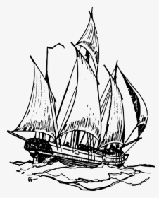 Ship On Water Drawing, HD Png Download, Transparent PNG