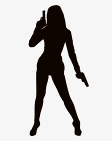 Firearm Woman Weapon Silhouette Clip Art - Girl With Gun Silhouette Png, Transparent Png, Transparent PNG