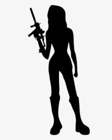 Girl Silhouette Png Gun, Transparent Png, Transparent PNG