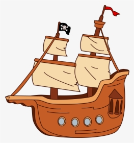 Pirate Ship Vector - Cartoon Ship Transparent Background, HD Png Download, Transparent PNG