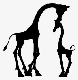 Mother And Child Giraffe Silhouette Clip Arts - Baby Giraffe And Mom Clipart, HD Png Download, Transparent PNG