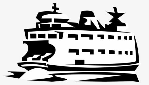 Vector Illustration Of Ferry Or Ferryboat Watercraft - Ferry Boat Clip Art, HD Png Download, Transparent PNG