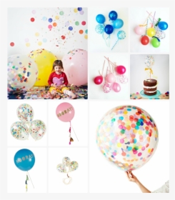 Transparent Balloons And Confetti Png - Birthday Room Confetti Balloons, Png Download, Transparent PNG