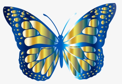 Blue And Gold Monarch Butterfly Vector Files Image - Butterfly Clip Art, HD Png Download, Transparent PNG