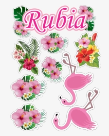 Topo De Bolo Flamingo Com Flores - Topo De Bolo Tropical Para Imprimir, HD Png Download, Transparent PNG