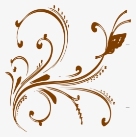 Gold Floral Design With Butterfly Clip Art At Clker - White Floral Designs Png, Transparent Png, Transparent PNG