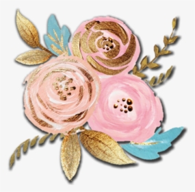 #gold #flowers #plant #floral #scrapbooking #decoration - Rose Gold Watercolor Background, HD Png Download, Transparent PNG