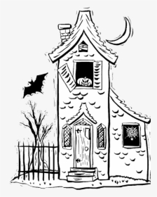 Spooky House Halloween Coloring Page - Haunted House Sketch Easy, HD Png Download, Transparent PNG