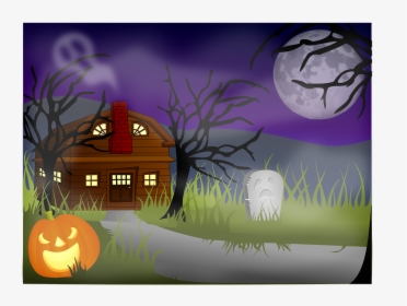 Haunted House, Landscape, Spooky, Halloween, Creepy - Haunted House Scene Clipart, HD Png Download, Transparent PNG