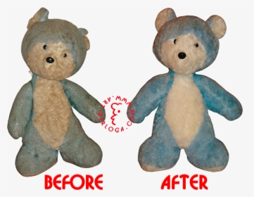 Restoration Blue Teddy Bear For Girl - Before And After Stuffed Animal Restoration, HD Png Download, Transparent PNG