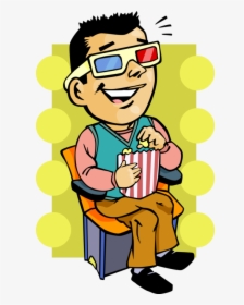 Man Watching A Movie With 3d Glasses Royalty Free Vector - Watch A Movie Clipart, HD Png Download, Transparent PNG