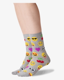 Womens Emoji Crew Socks In Sweatshirt Gray Front   - Sock, HD Png Download, Transparent PNG