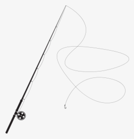 Fishing Rod Silhouette - Line Art, HD Png Download, Transparent PNG