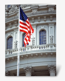 American Flag/us Capitol Greeting Card - U.s. Capitol, HD Png Download, Transparent PNG