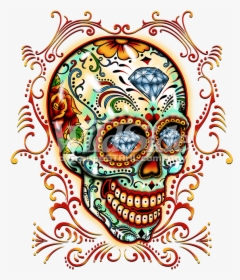 Sugar Skull With Pinstripes - Sugar Skull Firefighter, HD Png Download, Transparent PNG