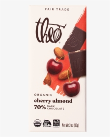 Theo Cherry Almond 70 Dark Chocolate Bar, 3 Oz - Theo Chocolate, HD Png Download, Transparent PNG
