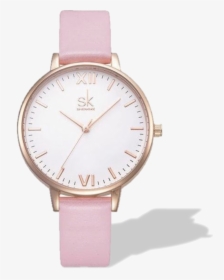 Classic Rose Gold Marble Dial Wrist Watch With Leather - Watch, HD Png Download, Transparent PNG
