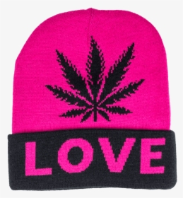 Beanie Cap Fashion Item Apparel With Weed Leaf Love - Beanie, HD Png Download, Transparent PNG