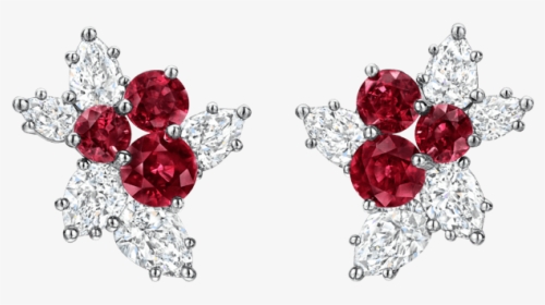 Berry Cluster By Harry Winston, Ruby And Diamond Earrings - Harry Winston Pearl And Diamond Earrings, HD Png Download, Transparent PNG