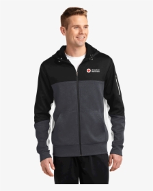 Men S Colorblock Zip Up Hooded Jacket - Sport Tek Tech Fleece Colorblock Full Zip Hooded Jacket, HD Png Download, Transparent PNG