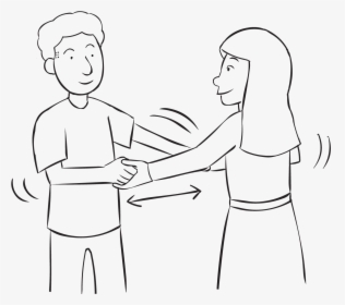 Two People Holding Both Hands And Facing One Another - Line Art, HD Png Download, Transparent PNG