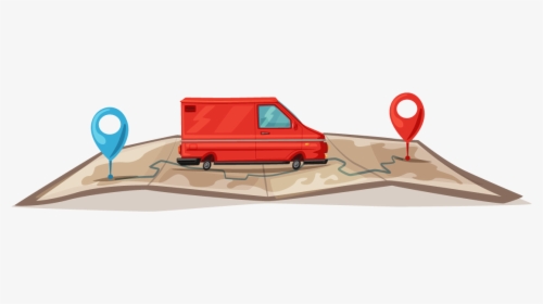 Truck On Maps Cartoon, HD Png Download, Transparent PNG