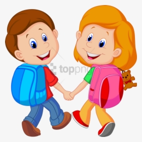 Free Png School Kids Clip Art Png Png Image With Transparent - Student With School Bag Clipart, Png Download, Transparent PNG
