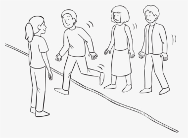 Back Group Of People Walking Across A Rope On The Ground, - Group Of People Walking Simple Drawing, HD Png Download, Transparent PNG