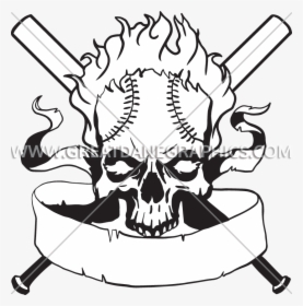 Baseball Skull Clipart Graphic Transparent Library - Black And White Baseball Clipart, HD Png Download, Transparent PNG