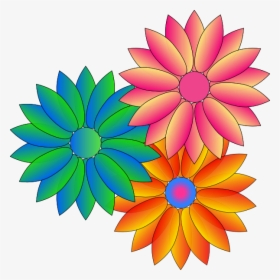 Coloured Daisies Svg Clip Arts - Cartoon Flowers And Butterflies, HD Png Download, Transparent PNG