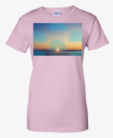 Teal Lotus Doodle Mandala On Blurred Sunset With Sun - T-shirt, HD Png Download, Transparent PNG
