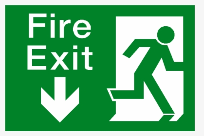 Fire Exit Down Arrow Sticker - Safety Signs Fire Exit, HD Png Download, Transparent PNG