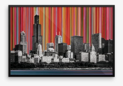 Chicago Skyline Lines W Signature Mockup Wall-horizontal, HD Png Download, Transparent PNG