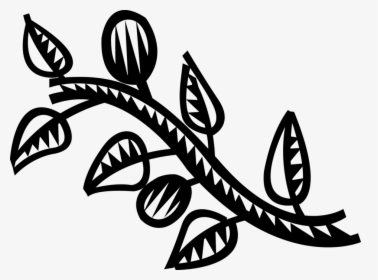 Vector Illustration Of Deciduous Tree Branch With Leaves - Illustration, HD Png Download, Transparent PNG