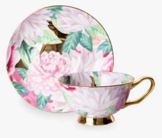 Luscious Dahlia Cup And Saucer - Ceramic, HD Png Download, Transparent PNG